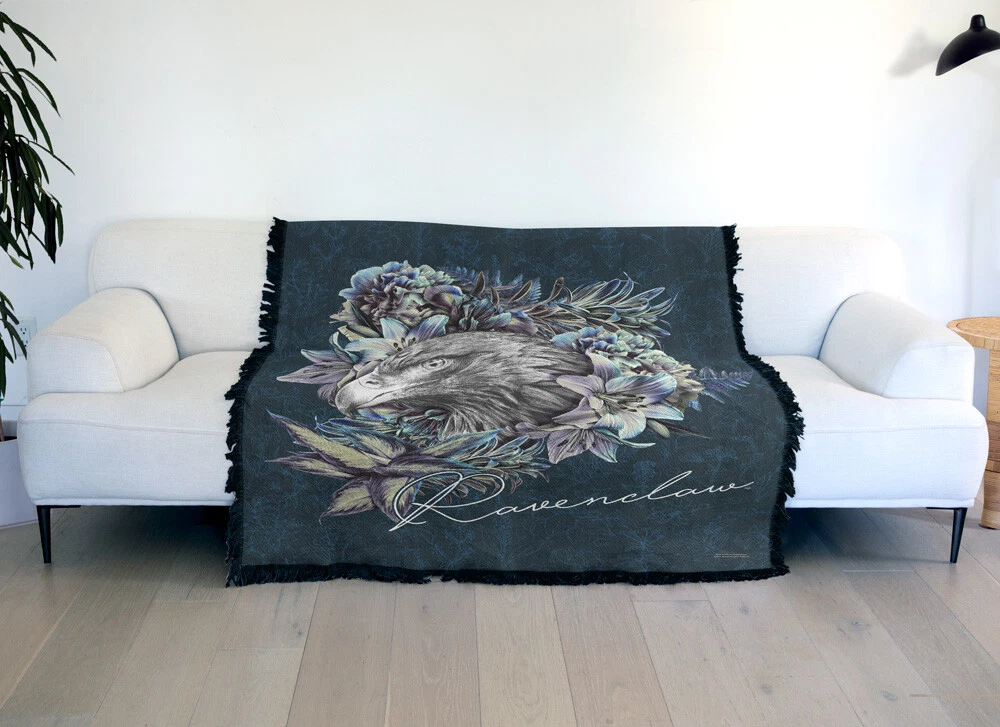 Harry Potter Blanket, 50"x60" Floral Lines Ravenclaw Woven Blend Throw