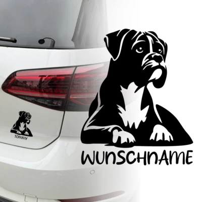 UNIDAMO Auto Aufkleber | Boxer | Hund | Wunschname Personalisiert | Sticker 432