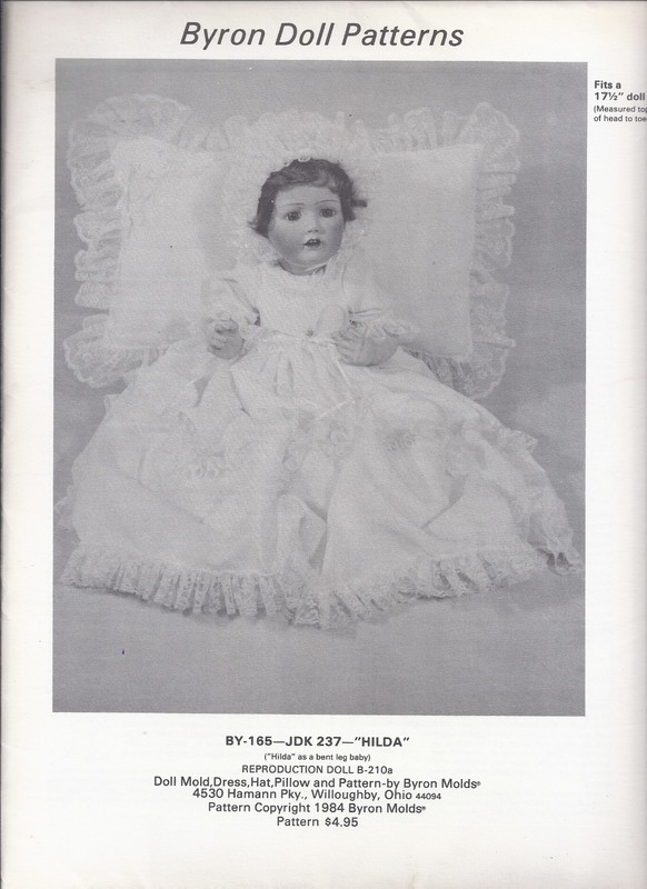 Byron Doll Dress Pattern 17.5"  Christening Gown  Slip, Undies and Pillow
