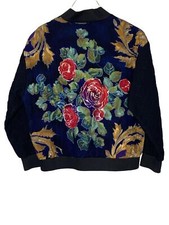 Vintage Carole Little Women s Quilted Jacket floral roses button Multi 2P USA