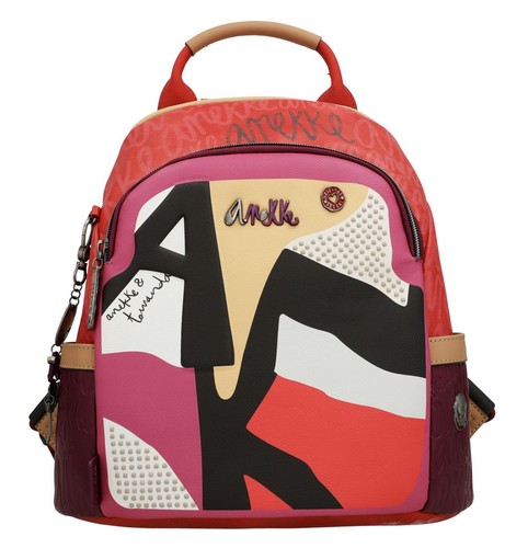 Anekke Hollywood Fashion Backpack Rucksack Rucksack Multicolor violett rot Neu