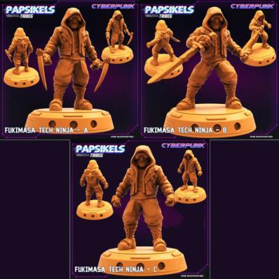 3D Printed Papsikels Cyberpunk Sci-Fi Fukimasa Tech Ninja Set - 28mm 32mm