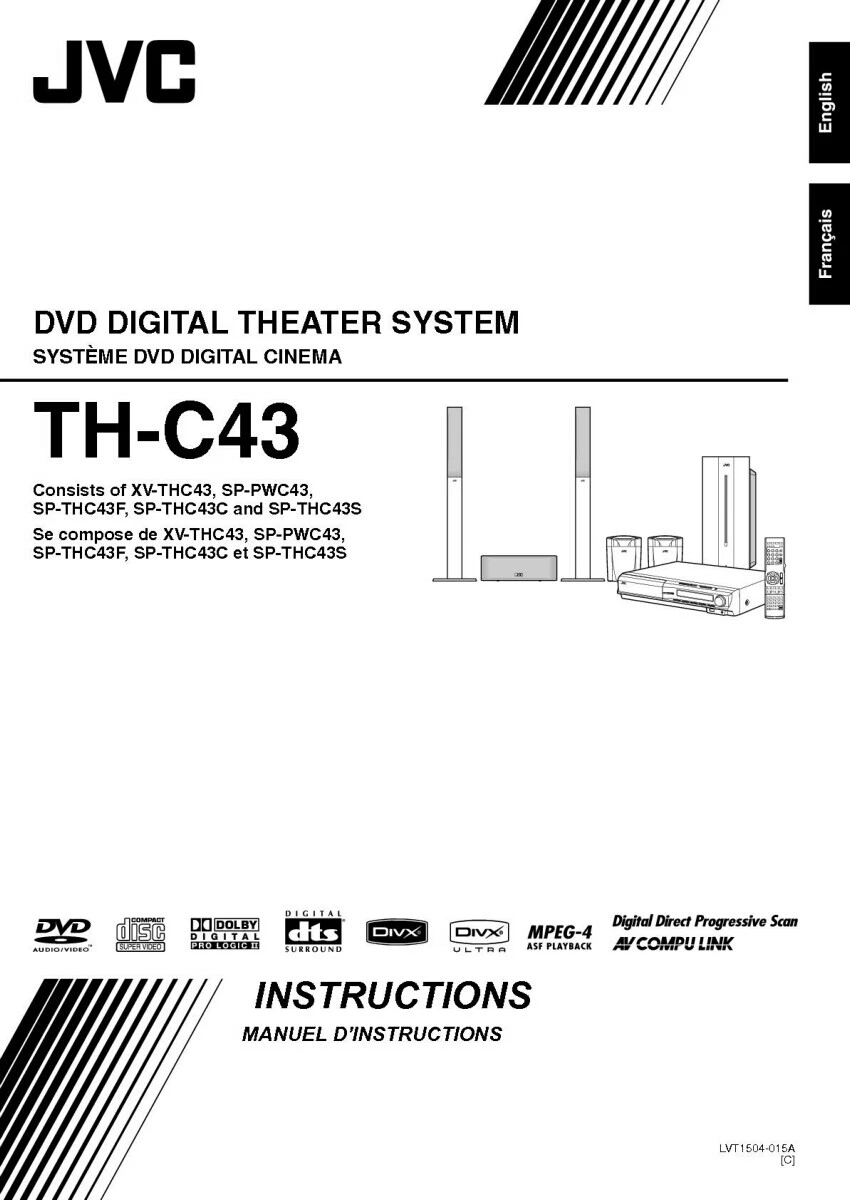 JVC TH-C43 XV-THC43 Home Theater System Owners Instruction Manual.