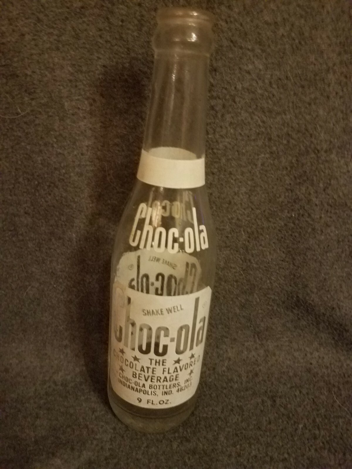 CHOCOLA FLAVORED CHOCOLATE BEVERAGE CLEAR GLASS 9 OZ BOTTLE PAINTED