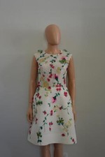 Monique Lhuillier Ivory/Multicolor Floral Embroidered Dress US 10- Altered US 6