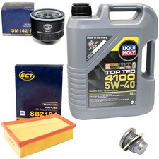 Motoröl Filter Set 5W40 5Liter + Ölablassschraube für Renault Megane Scénic