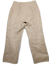 Kasper Linen Pants Womens 12 Beige Flat Front Chino Khaki Side Zip High Waist