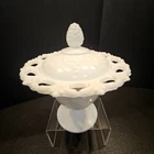 Vintage Indiana Milk Glass Footed Compote with Lid. (#352)