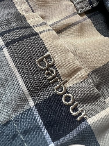 Barbour Cedar Trench Coat Beige Tartan Reversible Lightweight Button UK Size 16 - Picture 3 of 19