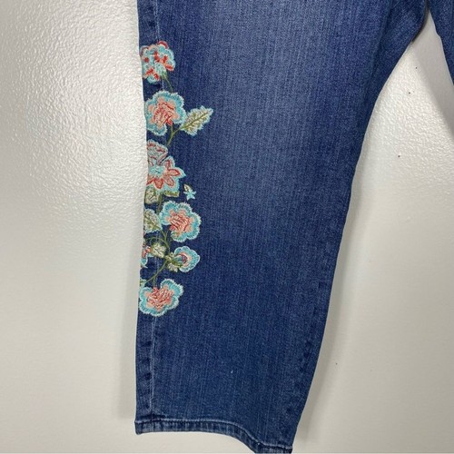 J Jill floral embroidered crop jeans sz 14P - Picture 6 of 12