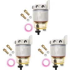 3X R12T Fuel Filter Water Separator 120AT w/Fuel Fitting for Boat Marine Spin-on