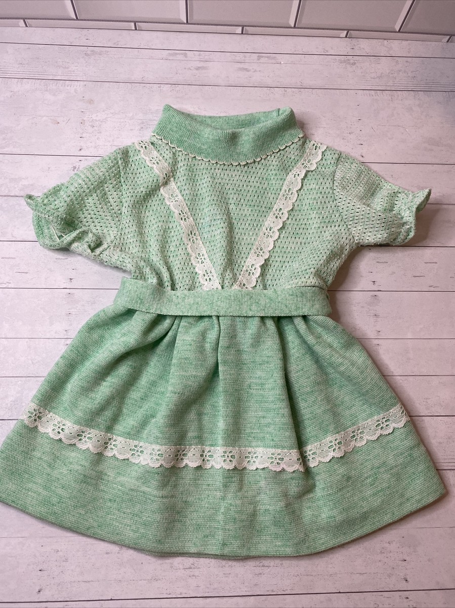 Health-Tex Dress Vintage Size 4T Light Green Knit Fabric Belt | eBay