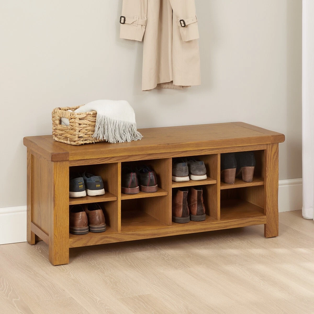 Oak shoe cheap rack bench
