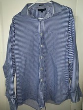 Men's Tommy Hilfiger Regular Fit Blue Striped Button up Long sleeve Shirt 16.5 