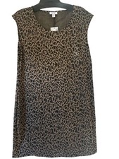 Nine West Cheetah Animal Print Scoop Neck Cap-Sleeve sheath dress Size XL New