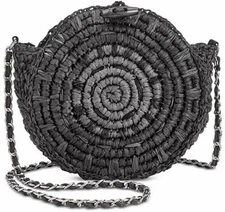 New I.N.C. International Concepts Straw Circle Crossbody, Black $49.50