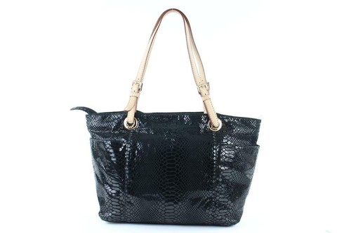 Michael Kors Black Patent Embossed Python Jet Set Tote 4MK124 - Picture 10 of 12