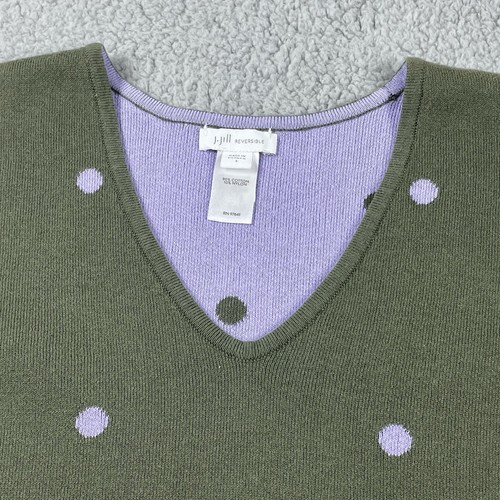 J.Jill sweater Womens S Reversible Green/purple Pokedot Drop Shoulder Comfy - Picture 5 of 15