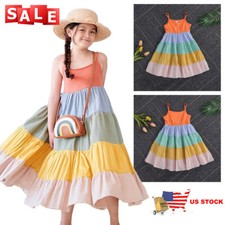 Girls Dress Rainbow Birthday Party Dance Costume Princess Dress Kids Clothes