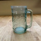 Vintage Coca Cola Green Glass Stein Embossed Pattern