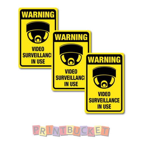 Video Surveillance stickers 3 pack 100mm quality water/fade proof vinyl security - Bild 1 von 1