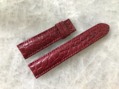 20mm/18mm Burgundy Alligator Crocodile Embossed Leather Watch Strap Band