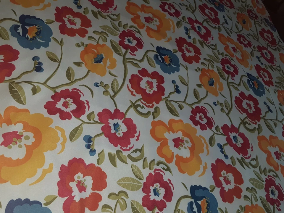FOOD NETWORK TABLECLOTH floral COLORED BIG FLOWERS RETRO 60" x 82" vtg - Image 2 of 3