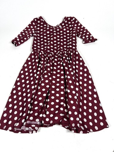 Dot Dot Smile Maroon White Polka Dots Ballerina Twirl Dress - Size 7