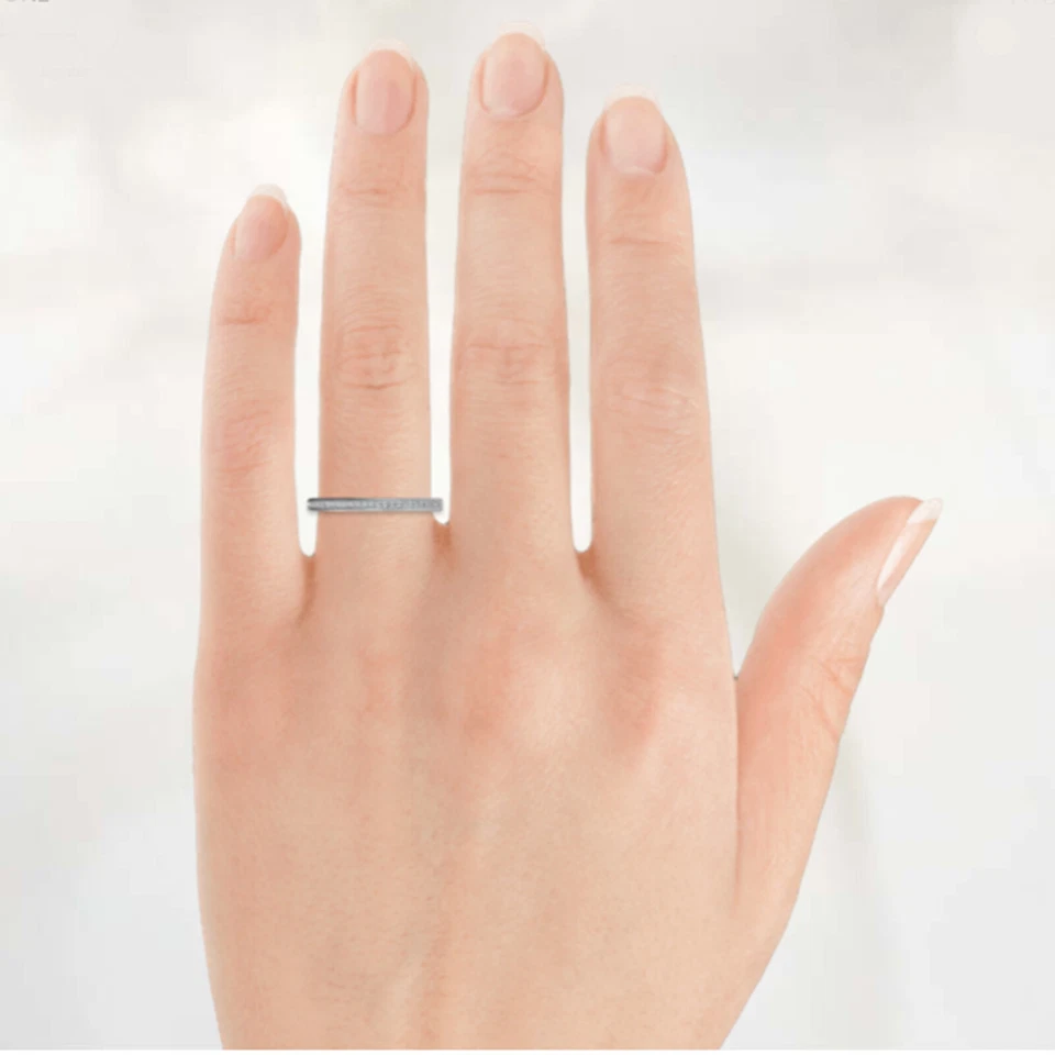 0.20 Ct Round Real Moissanite Wedding Eternity Band 14K Solid White Gold Size 4  - Image 4 of 4