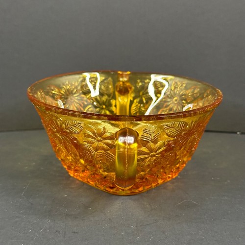 Indiana Glass Co Amber Pineapple & Floral 618 Depression Glass Cream Soup Bowls - Picture 2 of 7