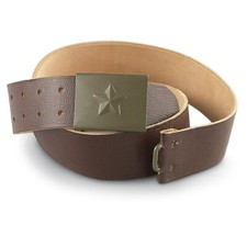 Czech Military Leather Belt & Buckle Cold War USSR Soviet Star Army Uniform MED
