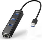 TECKNET USB A to Ethernet Aluminum 3 Port USB 3.0 Hub