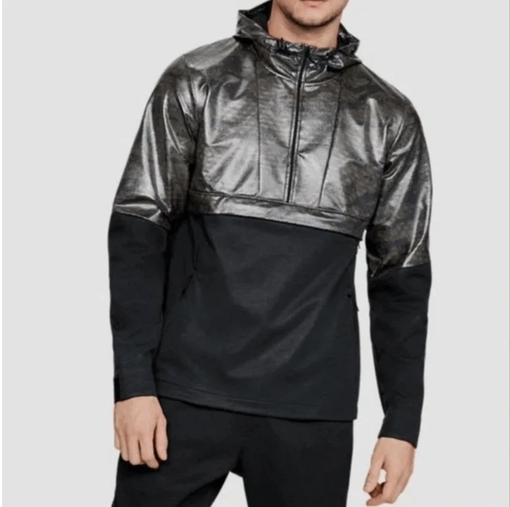 Under Armour Men's XL Storm Anorak Hooded Windbreaker black UA kangaroo pockets