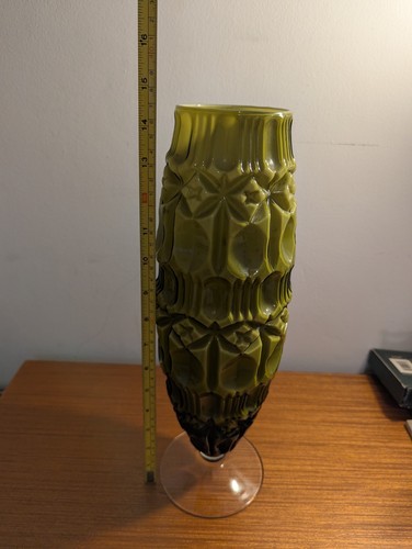 Italian Empoli Green Glass Tiki Vase Mid Century Modern - Picture 20 of 24