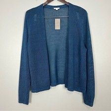J. Jill Linen Blend Cardigan Sweater Women s Size L Open Front Lagenlook Boxy
