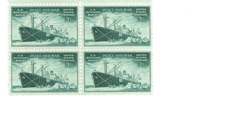 1946 U.S. Merchant Marine 3 Cent U.S. Block of 4 Stamps (No. 2) 