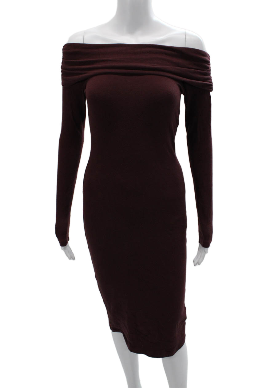 James Perse Women Brown Bodycon Sweater Dress Long Sleeve Cotton Size 1 TallFree Shipping in US $100+ Orders | $6.95 Orders Below