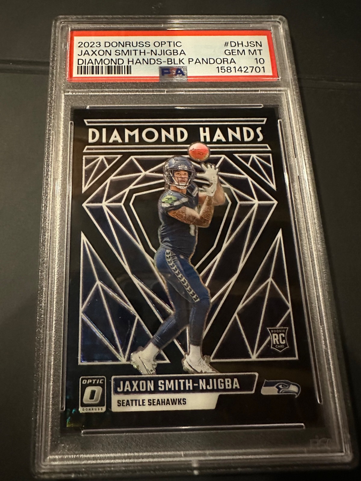 Jaxon Smith-Njigba Panini Donruss Optic Diamond Hands #DHJSN Black Pandora