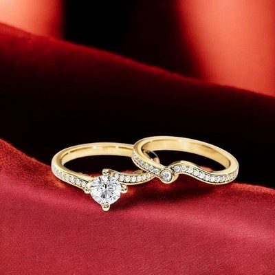 Gelbgold Diamant Ring Set Lab Grown 18k IGI E F VVS2 Rundschliff 1,50 Karat