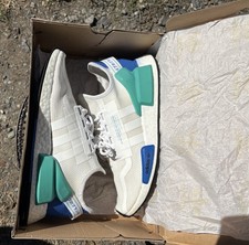 Size 9.5 - Adidas NMD R1 V2 White and Blues. Original Box And Tag Included.