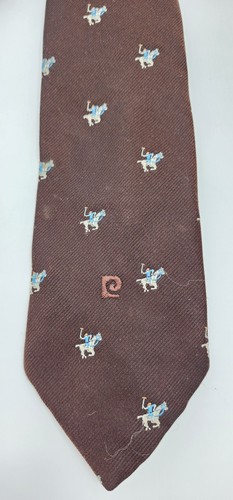 Neck Tie VTG Pierre Cardin 70s P Logo Brown Polo Tie