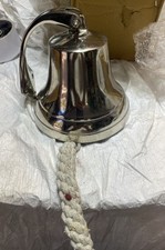 Ship's Bell Silver Plated Solid Cast Aluminum 6-1/2&rdquo;Nautical Hanging Wall Decor