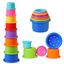 Stacking Cups Baby Toy Educational Cup Stacking Set 8-Pc Rainbow Stackable Cu...