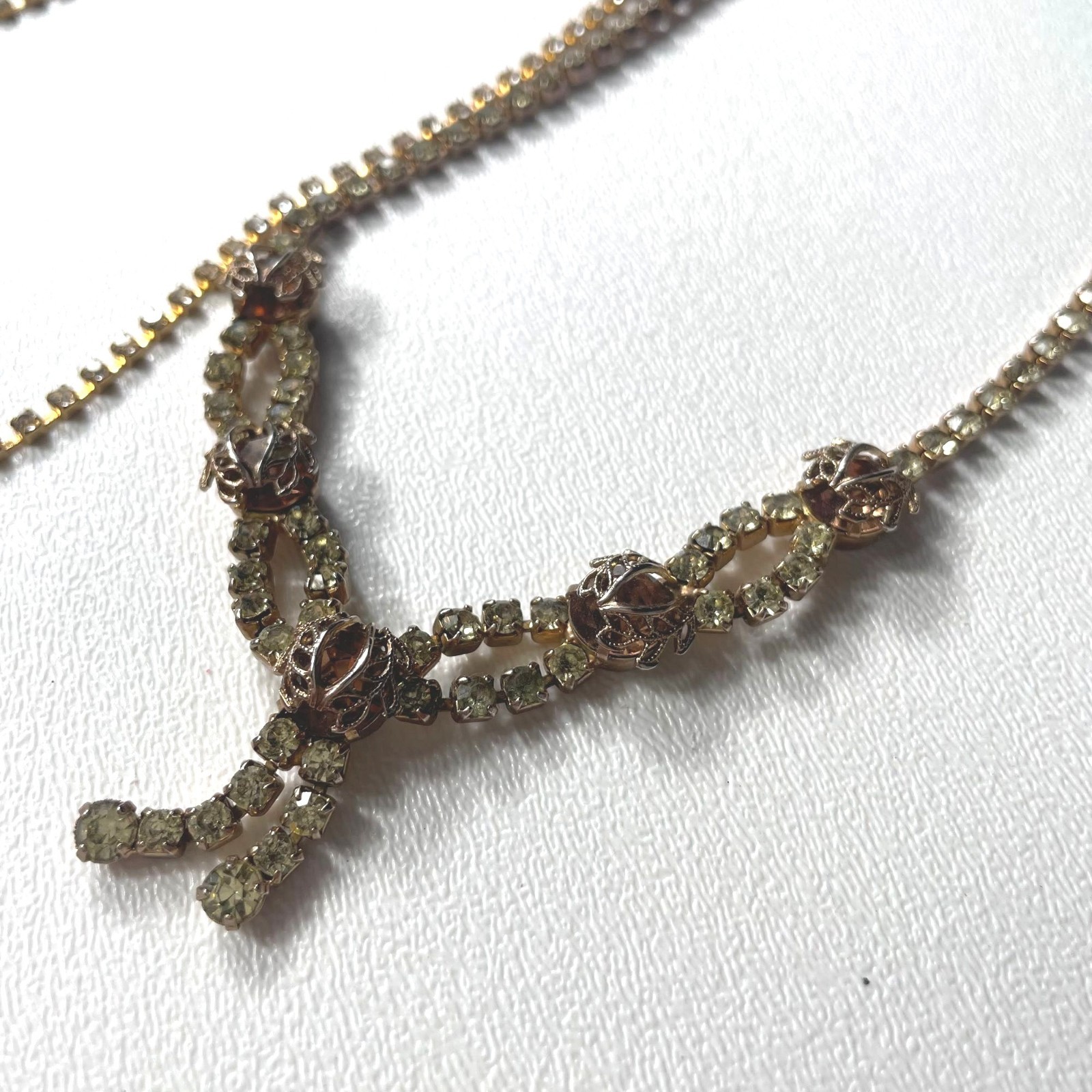 Vintage Rhinestone Statement Necklaces Set Of 2 W… - image 6