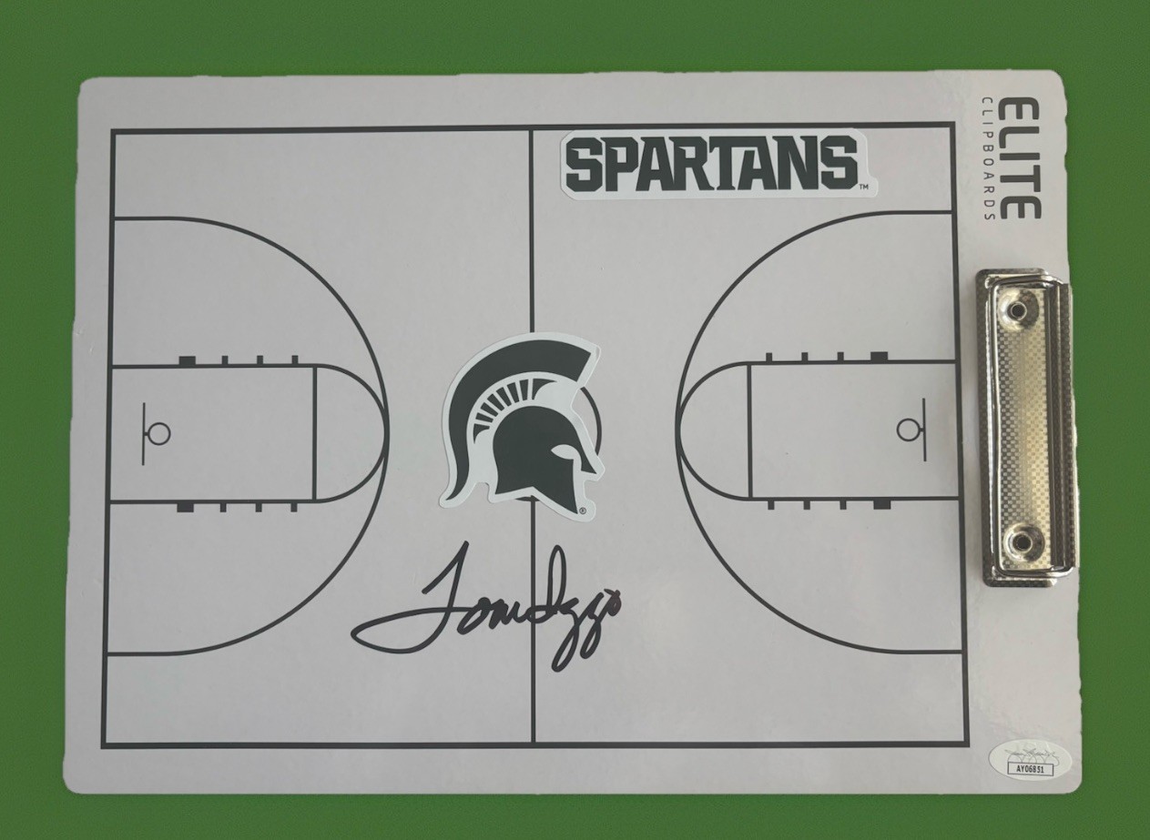 Tom Izzo Autographed Signed Michigan State Spartans COA JSA MICHIGAN STATE GO GREEN COACH CLIPBOARD 