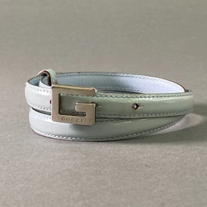 Ceinture fine femme GUCCI a17 boucle G ceinture cuir 75 30 cuir bleu Made in Ital