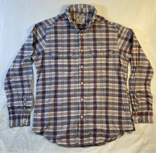 Men's Medium Red/Blue Plaid American Living Shirt 100 Cotton Long Sleeve