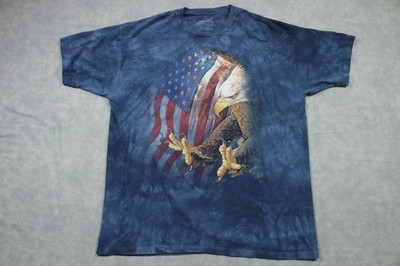 The Mountain Shirt Mens 2XL Blue Bald Eagle American Flag Patriotic Graphic Tee