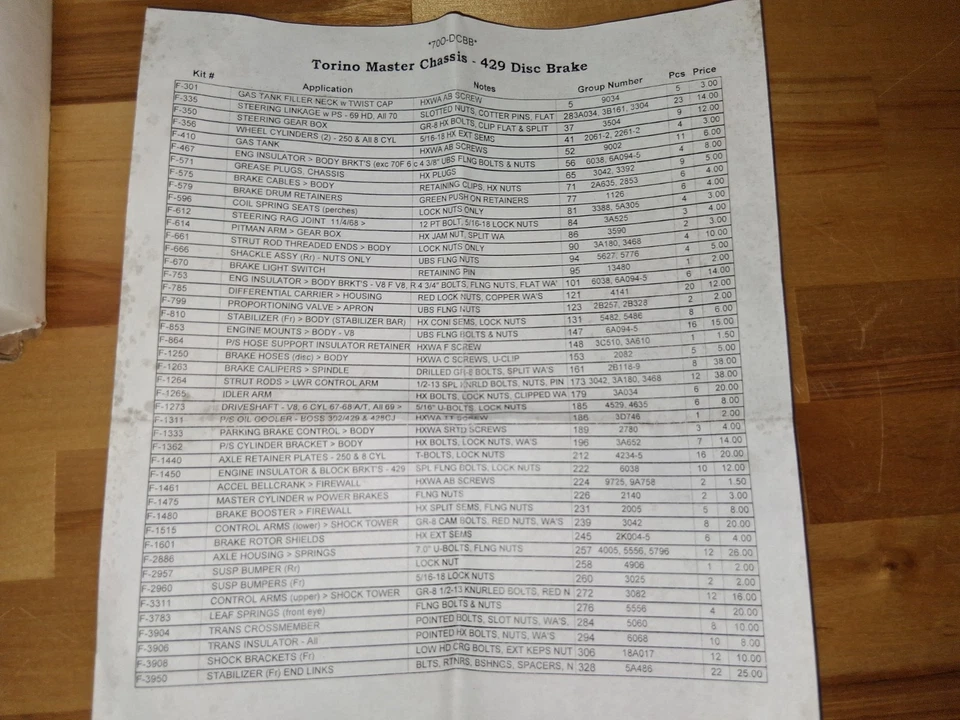 Ford Torino Master Chasis 1970-71 con kit de frenos de disco Foto 2 de 4