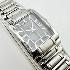 Kenneth Cole New York Mens 32mm Rectangular Black Dial Date Stainless Watch